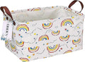 Rectangular Folding Laundry Basket, waterproof Canvas Basket,gift basket,Suitable for children's room,Office,Clothes,Toys Storage (rainbow)-Ruum Studio Home