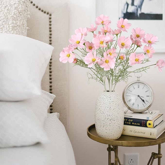 IPOPU Light Pink Flowers Artificial Daisies 5PCS Silk Cosmos Wild Flowers 24.5" Fake Pink Daisies for Vase for Home Decor Floral Arrangements Wedding Bouquets for Bride-Ruum Studio Home