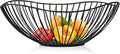 Metal Wire Fruit Basket, Black Fruit Bowl for Kitchen Counter, Fruit Holder Stand Storage Baskets for Countertop, Home Decor, Table Centerpieces, Vegetable Bowls for Fruits, Veggies, Snacks (Black)-Ruum Studio Home