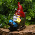 Garden Gnome Statue Solar Light Miniature Outdoor Decor Gnome Figurine for Outdoor Indoor Home Lawn Yard Balcony Porch Patio for Women Mom Grandma 3.54"x2.36"x4.72"-Ruum Studio Home