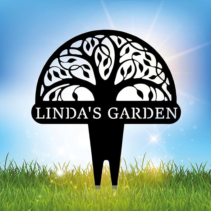 Personalized Tree of Life Metal Garden Sign with Stake, Custom Family Name Sign for Outdoor, Nature Lover Gift-Ruum Studio Home