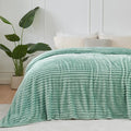 NEWCOSPLAY Super Soft King Blanket New Sage Green Premium Silky Flannel Fleece 3D Ribbed Jacquard Lightweight Bed Blanket All Season Use (New Sage Green Ribbed, King(90"x110"))-Ruum Studio Home