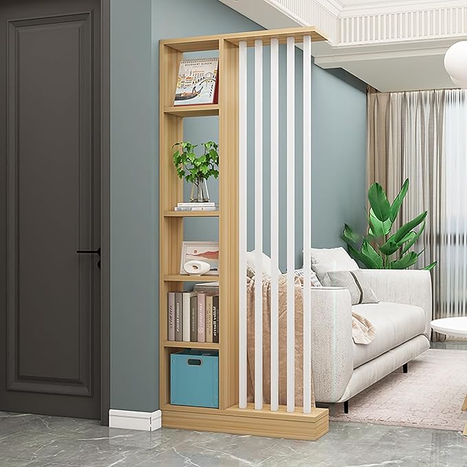 Wall Room Divider,Freestanding Room Divider with Shelves,Wood Room Divider Screen with Storage Cabinet, Wall Divider for Room Separation, for Home Office Decorative C 39.4×9.4×78.7in-Ruum Studio Home