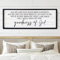 Goodness of God Framed Wall Art, 40''×15'' Positive Religious Black Bible Verse for Christian God Jesus Christ Prayer, Vintage Rustic Long Holy Catholic Scripture Decor-Ruum Studio Home