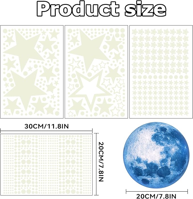 1078Pcs Glow in The Dark Stars for Ceiling Glowing Space and Moon Decals Universe Stickers Kids Wall Decor Perfect for Boys Girls Nursery Bedroom Living Room-Ruum Studio Home
