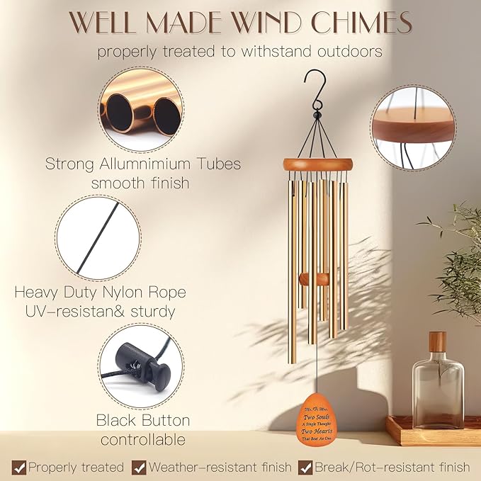 Wedding Gift for Couples,Mr and mrs Gift,Bride to be Gifts for Bridal Wedding Wind Chime for Outdoor, Garden Decoration,Bridal Shower Gifts-Ruum Studio Home