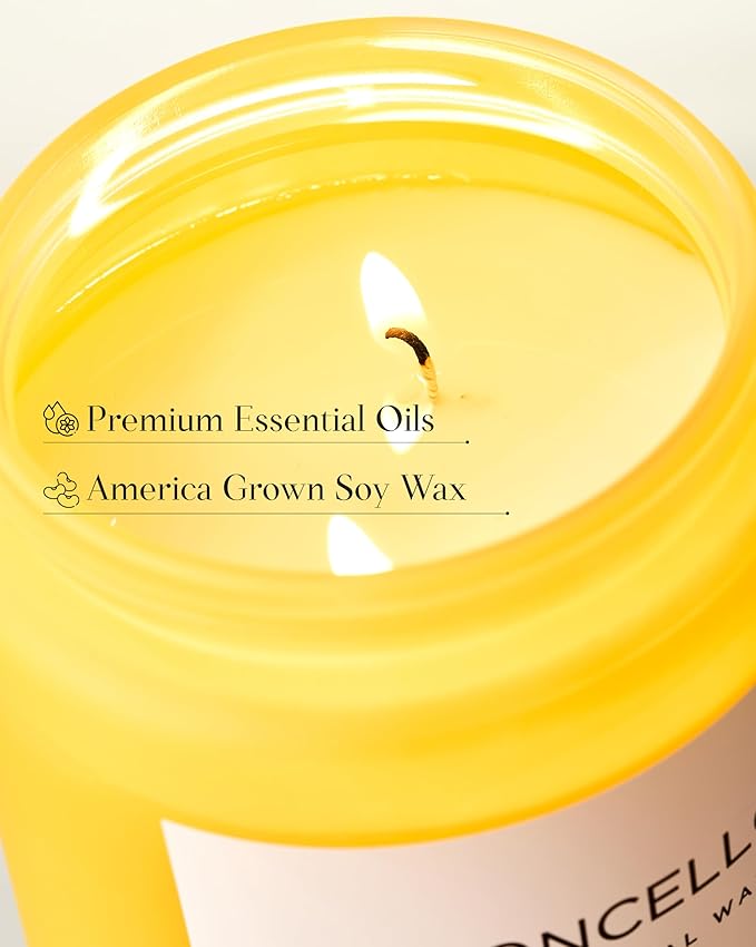 M&SENSE Limocello Summer Scented Candle, 19.4oz 110 Hours Long Lasting Burn Non Toxic Natural Soy Wax Lemon Highly Scented for Home Decor, 2 Wick Relaxing Candle Gifts for Yoga Spa Meditation-Ruum Studio Home