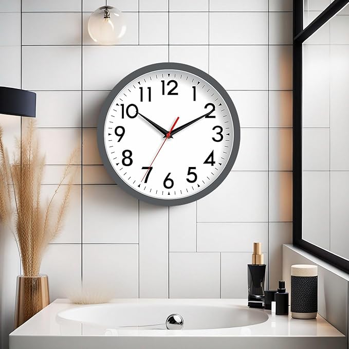 Wall Clock Small Analog 8 Inch Silent Non Ticking Battery Operated Modern Simple Decorative for Kitchen Office Bedroom Bathroom Living Room(Gray)-Ruum Studio Home