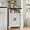 Corner Bathroom Cabinet, Farmhouse Small Corner Cabinet with Barn Door & Adjustable Shelf, Storage Cabinets for Bathroom, Kitchen, Living Room, Off White-Ruum Studio Home