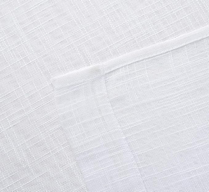 MIUCO White Sheer Curtains Poly Linen Textured Solid Grommet Curtains 95 Inches Long for French Doors 2 Panels (2 x 37 Wide x 95" Long) White-Ruum Studio Home