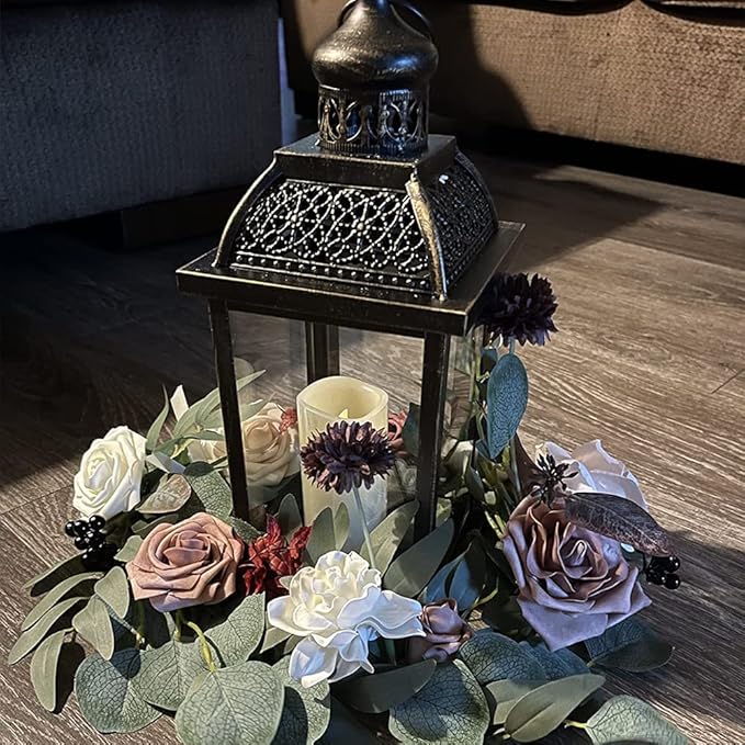 DECORKEY Lanterns Decorative Indoor&Outdoor, 14.4'' Large Black Square Hanging Lanterns, Vintage Metal Candle Holder for Outdoor Patio Front Door Porch Wedding Party Decor-Ruum Studio Home