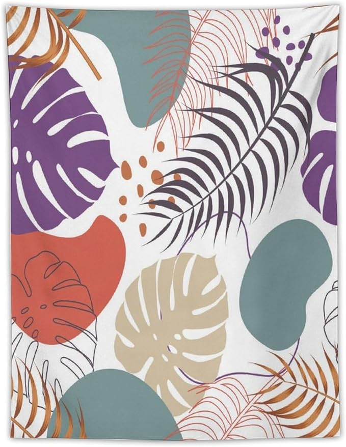 ICMOLYYENLO Tropical Green Leaves Tapestry, Exotic Leaves Beautiful Bedroom Wall Hanging, Floral Poster Blanket for Bedroom Living Room Dormitory Apartment 40x60 Inch-Ruum Studio Home