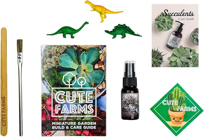 Cute Farms Terrarium Starter Kit | Moss, Vermiculite, Soil, Pebbles, Plant Food, & Finishing Tools (Large + 8 Live Plants)-Ruum Studio Home