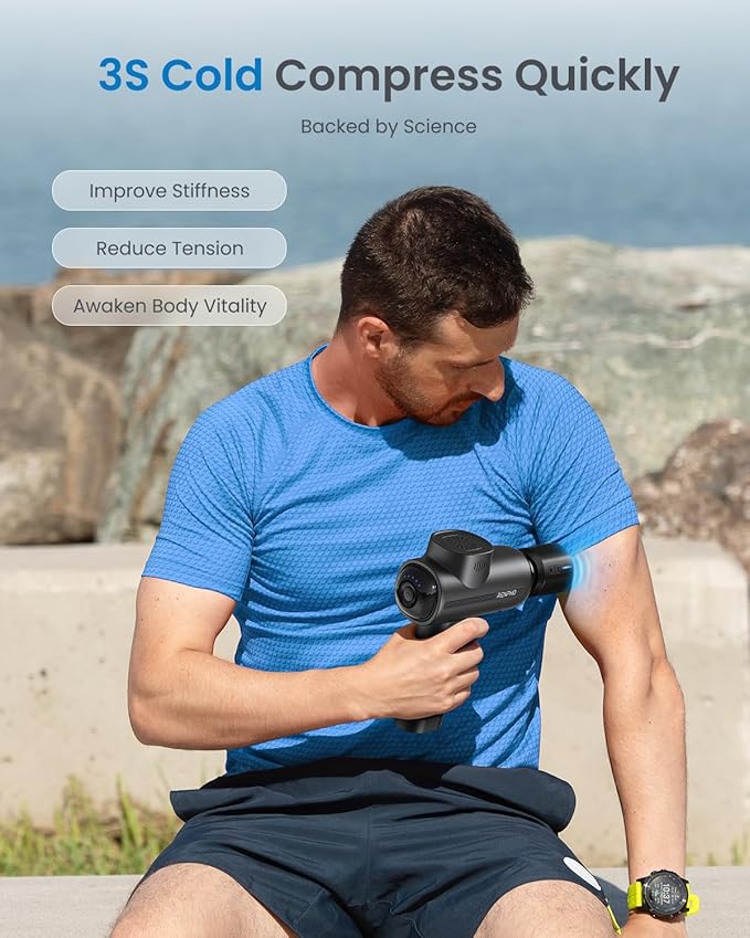 RENPHO Massage Gun Deep Tissue with Heat and Cold Head, Handheld Muscle Massager Therapy with Carry Case, Percussion Body Masajeador for Men Women Athletes Back Upgrade, Active Thermacool-Ruum Studio Home