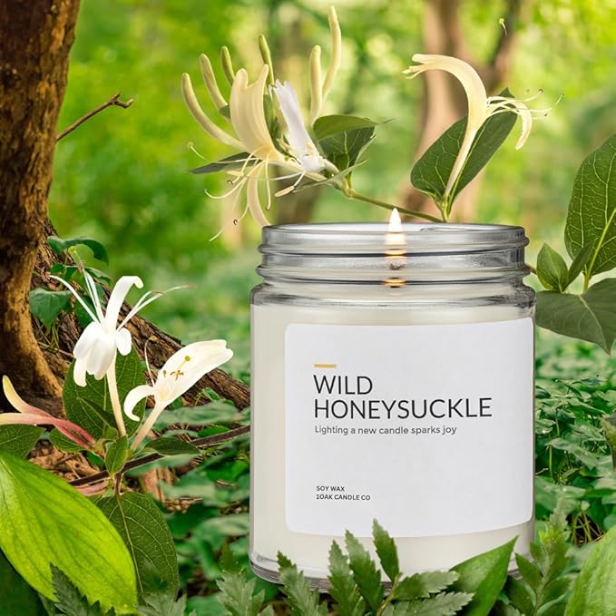 1OAK Soy Wax Scented Candles (Wild Honeysuckle) - Long Burning Premium Hand-Poured (7oz.)-Ruum Studio Home
