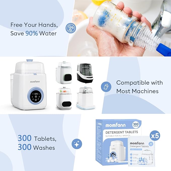 300 Professional Deep Cleaning Detergent Tablets for All Baby Bottle Washers, Washer Tablets for Bottle Washer and Sterilizer and Dryer, Easy to Use-Ruum Studio Home
