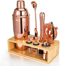 Cocktail Shaker Set, Mixology Bartender Kit 10-Piece Bar Tool Set with Stylish Bamboo Stand, Bar kit: Matini Shaker Mixing Spoon Muddler Jigger Cocksrew for Barware Set | Rose-Ruum Studio Home