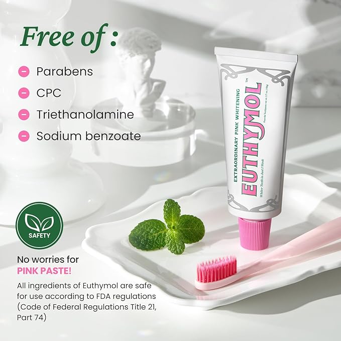 EUTHYMOL Whitening Toothpaste (3.7fl oz) - Stain Removal in 2 Weeks, Long-Lasting Freshness for Sensitive Gum & Teeth. Bad Breath, Cavity Prevention. Recyclable Aluminum Tube-Ruum Studio Home