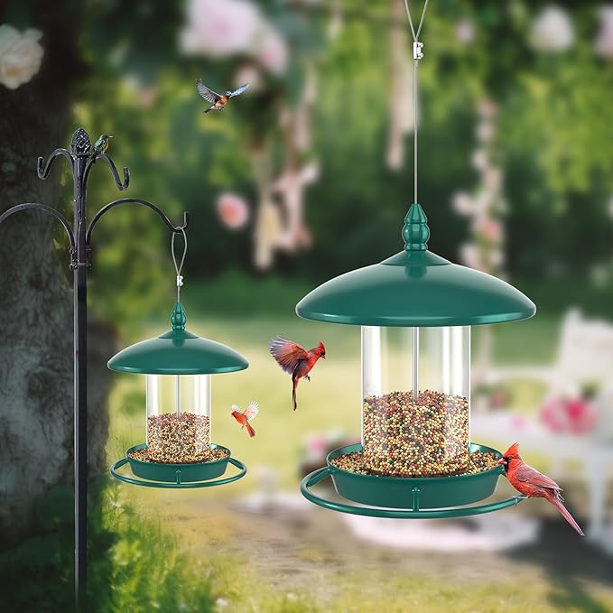 Pack of 2 Bird Feeder for Outdoor Hanging. Green-Ruum Studio Home
