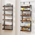 6 Tier Over The Door Pantry Organizer, 2 IN 1 Wall Mount or Metal Hanging Spice Rack for Pantry Organizers and Storage, Seasoning Shelves，Adjustable Basket with Hooks for Kitchen, Bathroom,Laundry-Ruum Studio Home