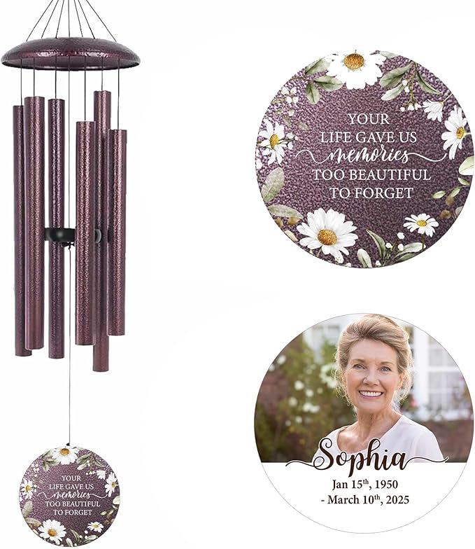 ASTARIN Personalized Deep Tone Wind Chime Memorial, Customized Sympathy Wind Chimes, Memory Wind Chimes for Loved Ones Lost, Bereavement Gifts Windchimes Outdoor-Ruum Studio Home