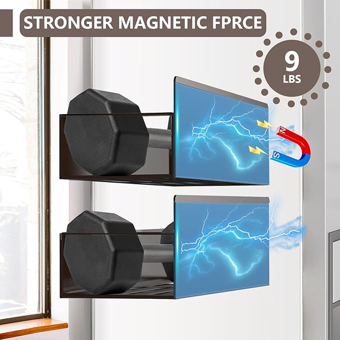 Magnetic Spice Rack Organizer for Fridge Seasoning Organizer for Kitchen Storage With Screw Magnetic Shelf for Oven, RV,Garage,Bathroom (Bronze, 4pack)-Ruum Studio Home