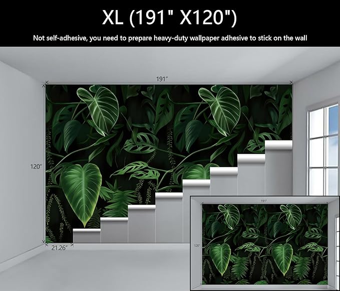 WFBHUA-Green Banana Leaf Wallpaper Mural Tropical Jungle Botanical Leaves Wallpaper for Living Room Bedroom(Not Peel and Stick)-Ruum Studio Home