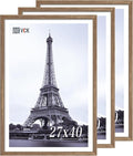 VCK 27x40 Poster Frame 3 Pack - Brown Walnut, Natural Textured Solid Wood Picture Frame, Wall Mounting Hanging-Ruum Studio Home