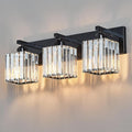 Modern Bathroom Vanity Light 3-Lights Plating Black Crystal Bathroom Wall Light Vanity Light Fixtures-Ruum Studio Home