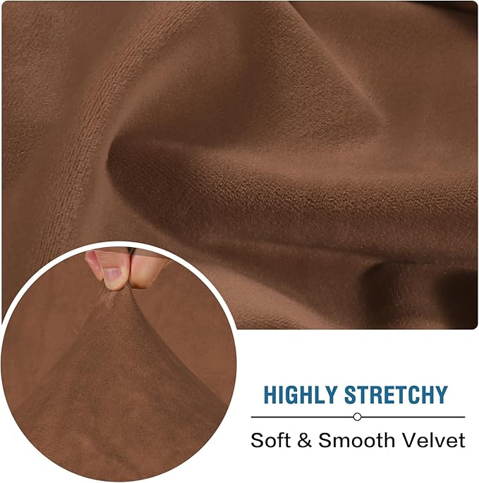 H.VERSAILTEX Velvet Stretch Individual Chaise Cover Sectional Couch Covers for L Shaped Sofa Both Left/Right Furniture Protector Seat Cushion Sofa Cover (1 Piece Chaise Cover, Caramel)-Ruum Studio Home