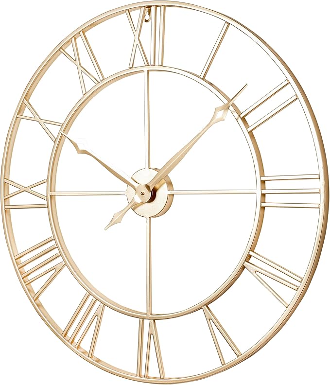 CLXEAST 30 Inch Wall Clock,Large Champagne Gold Metal Roman Numeral Wall Clock, Modern Wall Clocks for Living Room Decor,House Warming Gifts New Home-Ruum Studio Home
