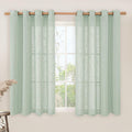 LAMIT Light Sage Linen Curtains 45 Inches Long for Bedroom, Semi Sheer Light Filtering Panels Bronze Grommet Neutral Drapes for Kitchen/Window/Bedroom, 2 Panels Set, 52 x 45 Inch-Ruum Studio Home