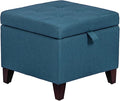 Adeco Square Fabric Storage Ottoman with Tufted Flip Top, 18x18x15-Ruum Studio Home