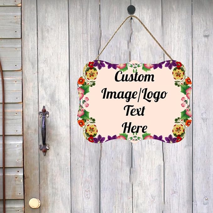 Personalized Wooden Welcome Sign Home Decor Customized Image/Text Hanging Sign Farmhouse Decorations for Home Office 11.2 * 8 Inch-Ruum Studio Home