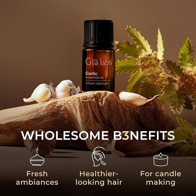 Gya Labs Garlic Essential Oil for Diffuser - 0.34 Fl Oz - 100% Pure Natural Garlic Oil for Skin, Hair, Candle Making Scent-Ruum Studio Home