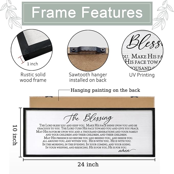 The Blessing Christian Song Lyrics Wall Decor Art 24"X10" Quote Christian Bible Verse Religious Scripture Wall Sign (Black)-Ruum Studio Home
