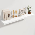 White Floating Shelves 48 Inch Long, 8 Deep Floating Shelves for Wall, Rustic 48" Long Fireplace Mantel, Large 48 x 8 Wall Shelves for Bedroom, Living Room, Bathroom, White Deep Shelves Set of 1-Ruum Studio Home