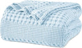 PHF 100% Cotton Waffle Weave Blanket King Size, Soft Lightweight Breathable Cozy Summer Blankets for Bed, Luxury Aesthetic Woven Bedding for Home Decor, 108"x90", Baby Blue-Ruum Studio Home