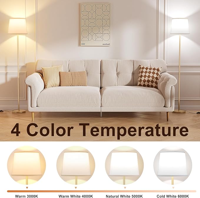 Floor Lamps for Living Room - Modern Gold Floor Lamp with Remote Control, Dimmable Colors Temperature Standing Lamp with LED Bulbs, Tall Lamp for Bedroom Office Kid Room - Brass Gold-Ruum Studio Home
