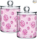 2 Pack Qtip Holder Organizer Dispenser Disco Balls Pink Bathroom Storage Canister Cotton Ball Holder Container for Cotton Pads/Swabs/Floss-Ruum Studio Home