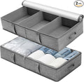 2 Packs Under Bed Storage Containers, Foldable Clothes Draw Organizers with Adjustable Dividers, Handles, Clear Window, Closet Storage Bins for Clothing, Shoes, Blankets-Ruum Studio Home