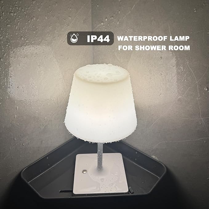 Cordless Table lamp, Outdoor Battery Operated Rechargeable Desk lamp,Waterproof Shower Lamp,4000mAh LED 3 Colors Small Wireless lamp for Kitchen Counter -White-Ruum Studio Home
