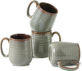 Hasense Coffee Mugs Set of 4, 12 oz Coffee Cups Ceramic, Stoneware Latte Mug with Large Handle for Coffee, Tea, Milk and Chocolate,Easy Hold & Clean, Dishwasher & Microwave Safe, Light Grey-Ruum Studio Home