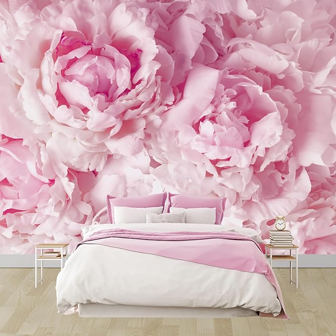 WFBHUA-Pink Floral Wallpaper Mural Peony Flower Wallpaper for Girls Bedroom Wall Murals(Not Peel and Stick)-Ruum Studio Home