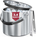 3.2 Liter Ice Bucket with Silicone Lid, Strainer, Tongs, Double Wall Insulated Stainless Steel Ice Bucket Wine Bucket for Cocktail Bar and Parties-Ruum Studio Home