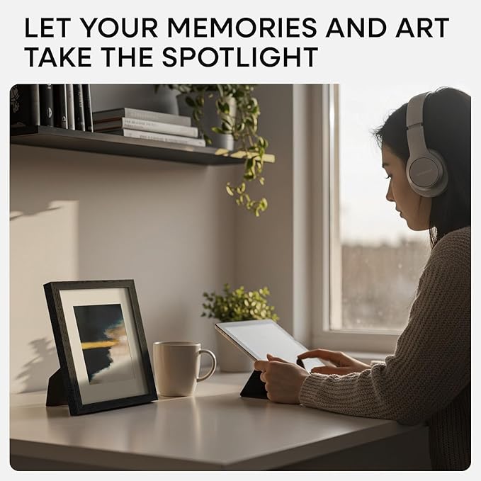 Homeforia A5 Picture Frame Black Wood, High-End Oak 5.8x8.3 Frame Matted to 4.1x5.8 inch Photo, A5 Size Walnut Wooden Frames with Mat A6 for Print, 5.8 by 8.3 Frame, Tempered Glass, Wall Kit, Set of 1-Ruum Studio Home