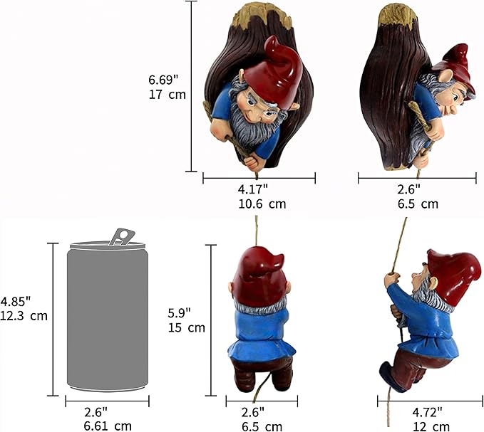 Gnome Tree Hugger Figurines Miniature Fairy Elf Climbing Tree Hanging Statue Garden Sculpture Decorative Outdoor Ornaments-Ruum Studio Home