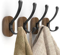 Wall Hooks for Hanging Coats - 4 Pack Coat Hooks Wall Mounted, Wood Coat Hooks for Wall, Bussdis Single Metal Hooks for Hanging Hats, Keys, Towel, Robe, Purse, Jackets, Decorative Livingroom, Bathroom-Ruum Studio Home