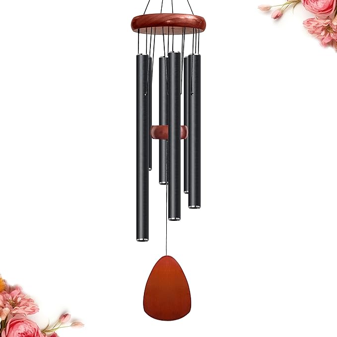 28" Black Wind Chimes for Mothers Day, Decorative Wind Chimes for Outside, Memorial Windchimes Remembrance Gift for Women Mom Grandma, Metal Windchime Outdoor Decor for Garden Patio Zen-Ruum Studio Home