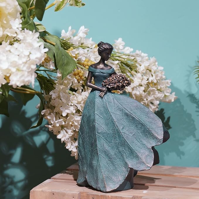Guichifun Fairy Statue Collection Home Decoration - Leaf Angel Girls Resin Modern Table Decor for Living Room Office Sculpture Decor for Women Indoor Rustic Figurines Gift 5 x 3 x 7.5 Inch-Ruum Studio Home